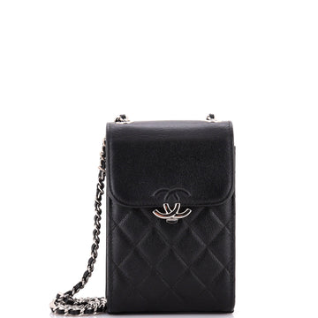 Chanel CC Box Flap Phone Holder Crossbody Bag Quilted Caviar