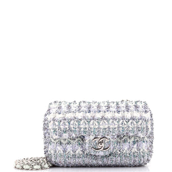 Chanel Classic Single Flap Bag Quilted Tweed and Ribbon Mini