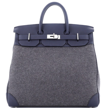 Hermes HAC Birkin Bag Todoo Wool and Blue Togo with Palladium Hardware 40