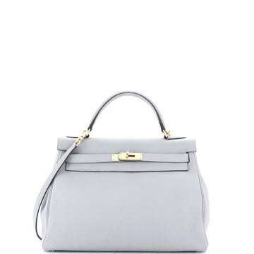 Hermes Kelly Handbag Blue Togo with Gold Hardware 32