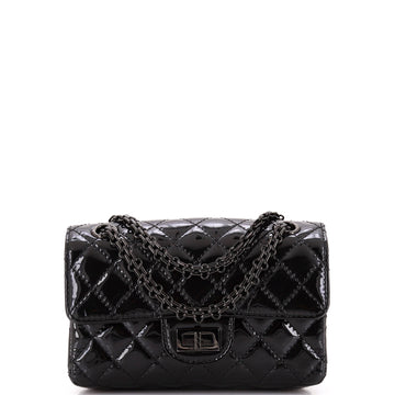 Chanel So Black Reissue 2.55 Flap Bag Quilted Patent Mini
