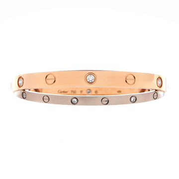 Cartier Double Love Bracelet 18K Rose Gold with 18K White Gold with Diamonds