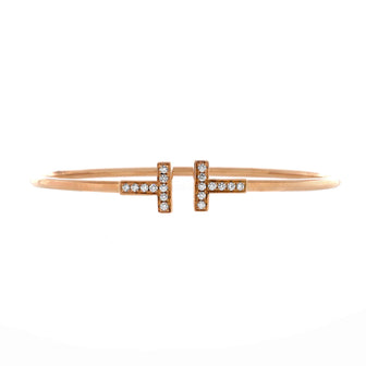Tiffany & Co. T Wire Bracelet 18K Rose Gold with Diamonds