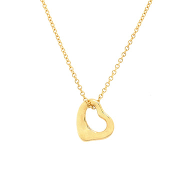 Tiffany & Co. Elsa Peretti Open Heart Pendant Necklace 18K Yellow Gold 11mm