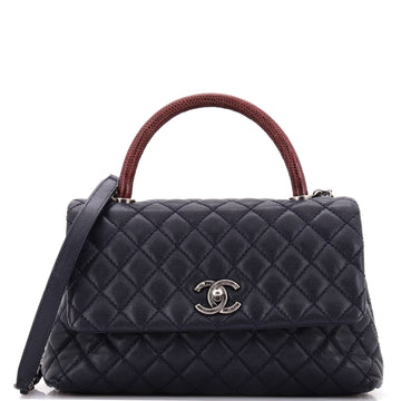 Chanel Coco Top Handle Bag Quilted Caviar with Lizard Small