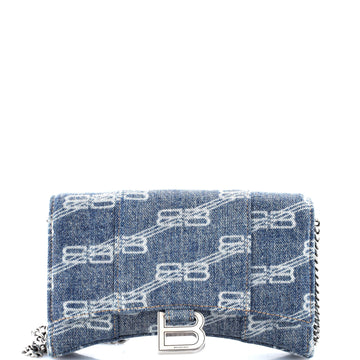 Balenciaga Hourglass Chain Wallet BB Monogram Denim
