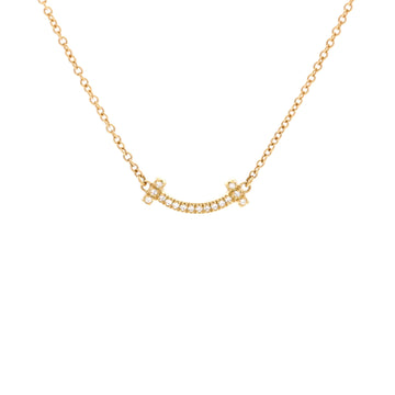 Tiffany & Co. T Smile Pendant Necklace 18K Yellow Gold with Diamonds Mini