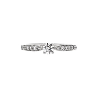 Tiffany & Co. Harmony Solitaire Ring Platinum and Pave Diamonds with RBC Diamond G/VS1 0.23CT