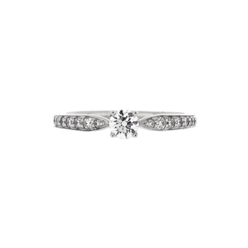 Tiffany & Co. Harmony Solitaire Ring Platinum and Pave Diamonds with RBC Diamond G/VS1 0.23CT