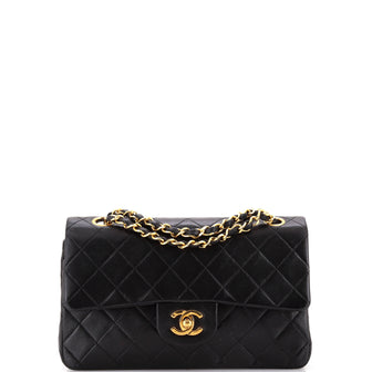 Chanel Vintage Classic Double Flap Bag Quilted Lambskin Small