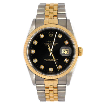 Oyster Perpetual Datejust Automatic Watch Stainless Steel and Yellow Gold with Diamond Markers 36