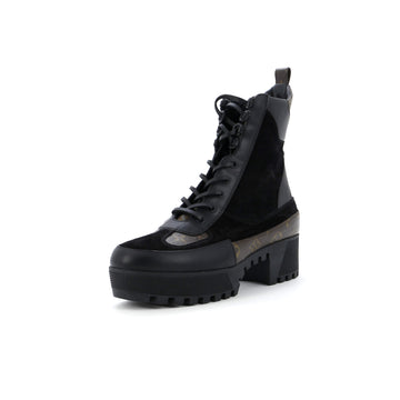 Louis Vuitton Women's Laureate Platform Desert Boots Suede with Monogram Canvas
