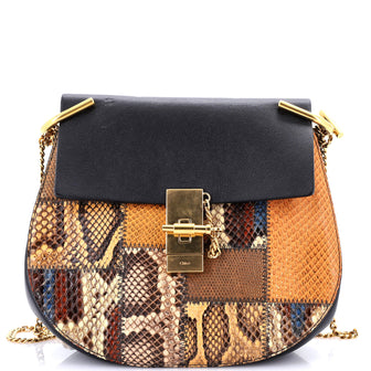 Chloe Drew Crossbody Bag Python and Leather Small