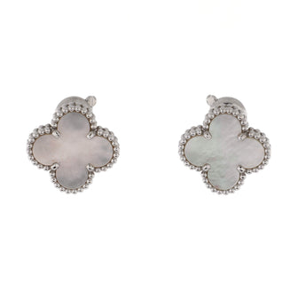 Van Cleef & Arpels Vintage Alhambra Earrings 18K White Gold and Mother of Pearl