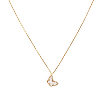 Van Cleef & Arpels Sweet Alhambra Butterfly Pendant Necklace 18K Yellow Gold and Mother of Pearl