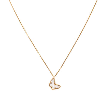 Van Cleef & Arpels Sweet Alhambra Butterfly Pendant Necklace 18K Yellow Gold and Mother of Pearl