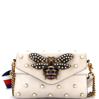 Gucci Broadway Pearly Bee Shoulder Bag Embellished Leather Mini