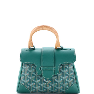 Goyard Saigon Top Handle Bag Coated Canvas with Leather Mini