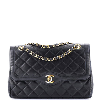 Chanel Vintage Two Tone CC Flap Bag Quilted Lambskin Medium
