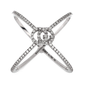 Gucci GG Running Cross Ring 18K White Gold and Pave Diamonds