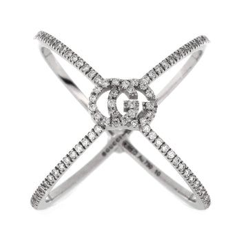 Gucci GG Running Cross Ring 18K White Gold and Pave Diamonds