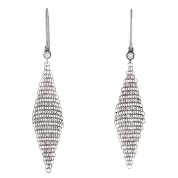 Tiffany & Co. Elsa Peretti Mesh Earrings Sterling Silver with Diamonds Mini