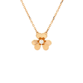 Van Cleef & Arpels Frivole Pendant Necklace 18K Yellow Gold and Diamond Mini