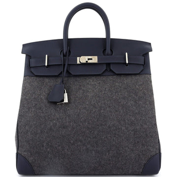Hermes HAC Birkin Bag Todoo Wool and Blue Togo with Palladium Hardware 40
