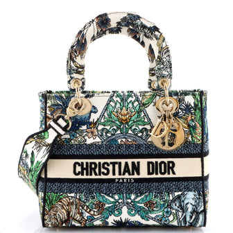 Christian Dior Lady D-Lite Bag Embroidered Canvas Medium