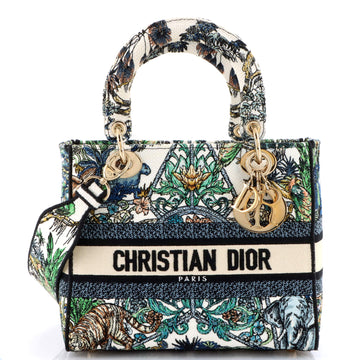 Christian Dior Lady D-Lite Bag Embroidered Canvas Medium
