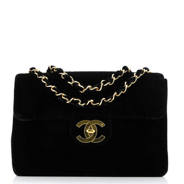 Chanel Vintage Classic Single Flap Bag Vertical Quilt Velvet Jumbo