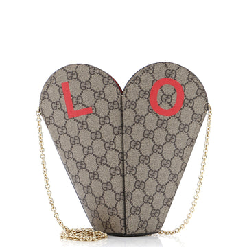 Gucci Valentine's Day Chain Heart Bag Printed GG Coated Canvas Small