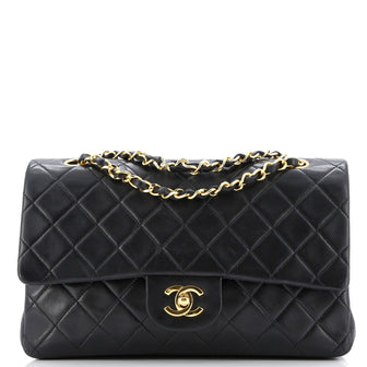 Chanel Vintage Classic Double Flap Bag Quilted Lambskin Medium