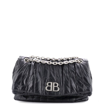 Balenciaga Monaco Chain Flap Shoulder Bag Quilted Leather Medium