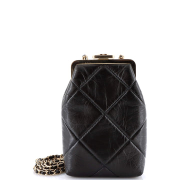 Chanel CC Kisslock Frame Clutch with Chain Quilted Lambskin Small