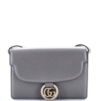 Gucci GG Ring Shoulder Bag Leather Small Gray 3333211