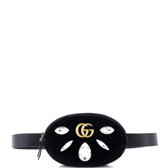 Gucci GG Marmont Belt Bag Embellished Matelasse Velvet