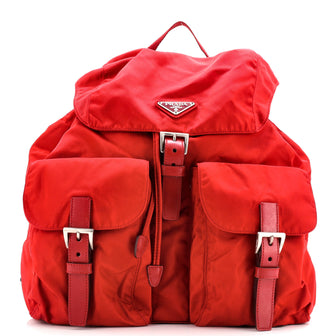 Prada Vela Double Front Pocket Backpack Tessuto with Saffiano Leather Medium