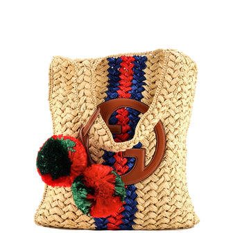 Gucci Blondie NM Open Tote Raffia Small