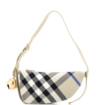 Burberry Shield Sling Shoulder Bag Check Canvas and Leather Mini