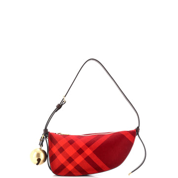 Burberry Shield Sling Shoulder Bag Check Canvas and Leather Mini