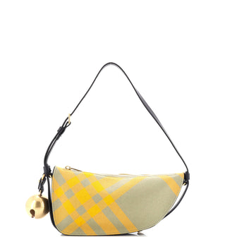 Burberry Shield Sling Shoulder Bag Check Canvas and Leather Mini