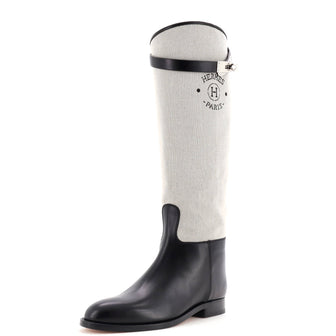 Hermes Women's Jumping Boots Printed Toile and Leather