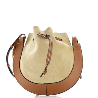 Loewe Horseshoe Crossbody Bag Suede with Leather Small