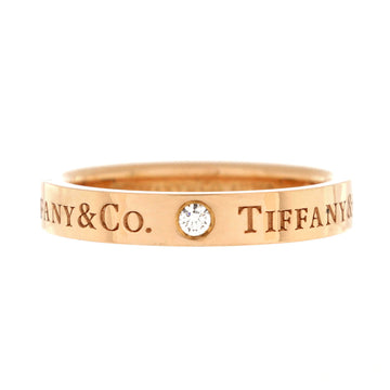 Tiffany & Co. Logo Band Ring 18K Rose Gold with Diamonds 4mm