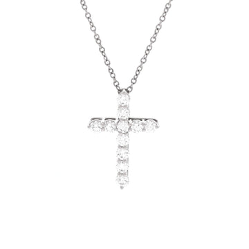 Tiffany & Co. Cross Pendant Necklace Platinum and Diamonds Small