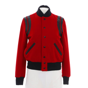 Saint Laurent Women's Classic Teddy Bomber Jacket Wool Blend with Leather