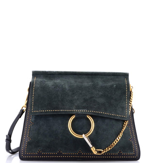 Chloe Faye Shoulder Bag Studded Leather and Suede Medium