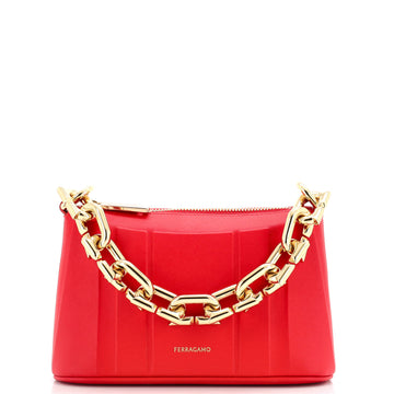 Salvatore Ferragamo Gancini Chain Shoulder Bag Leather Mini