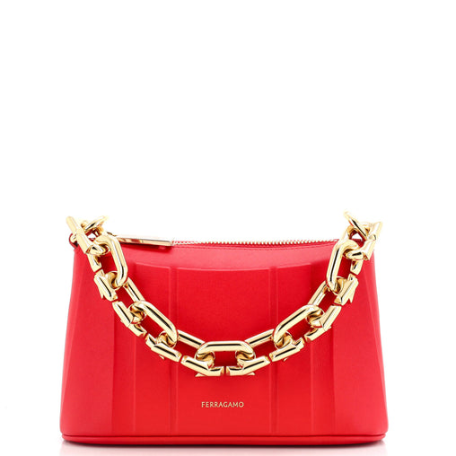 Salvatore Ferragamo Gancini Chain Shoulder Bag Leather Mini